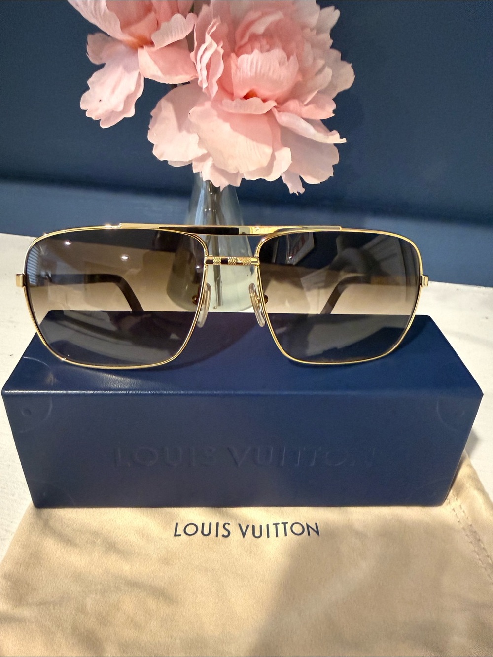 Louis Vuitton Gold Frame Altitude Sunglasses with Gradient Brown Lenses
